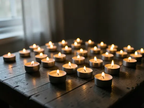 Gedenkkerzen Gedenkkerzen in dunklem Raum
