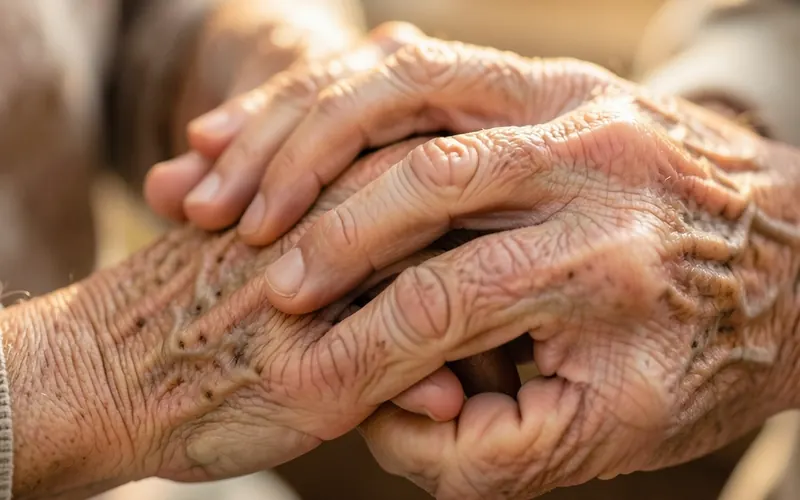 Trost spenden Hände halten sich — Trost und Unterstützung